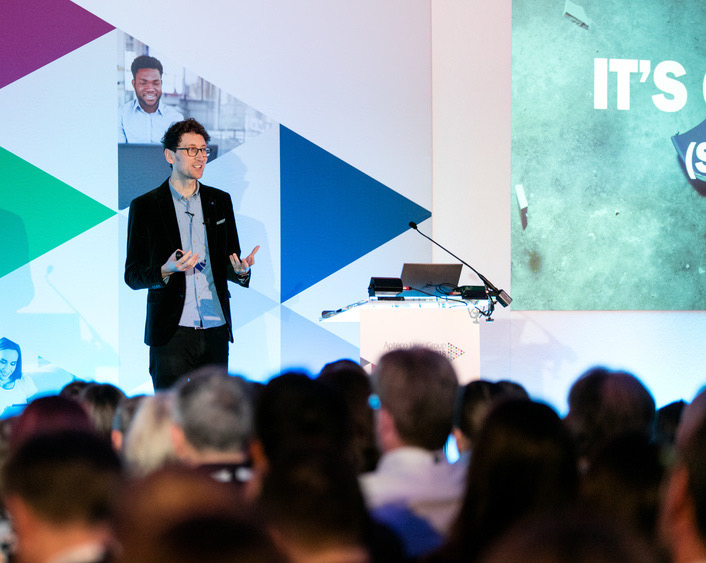 Will speaking at the Apteco conference, with the audience in the foreground