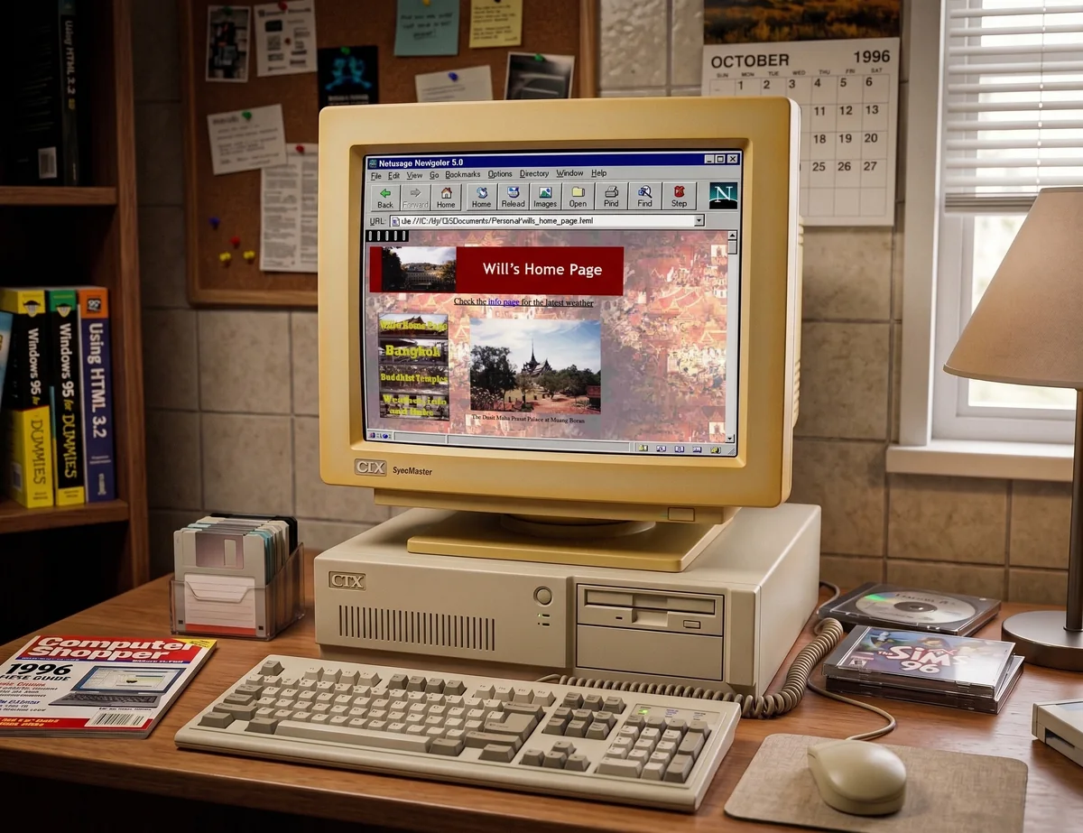 Will’s first website displayed on a desktop computer