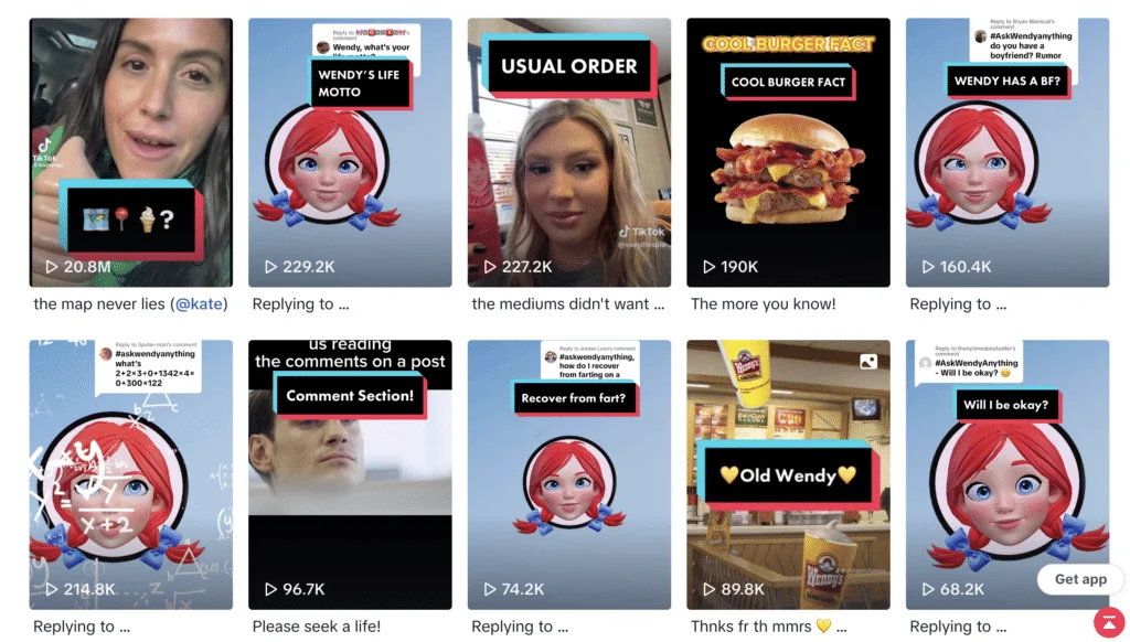 Archived social-media screenshot for Wendy’s, showing the posts discussed in this example.