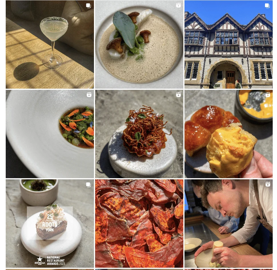 Archived social-media screenshot for Roots, York, showing the posts discussed in this example.