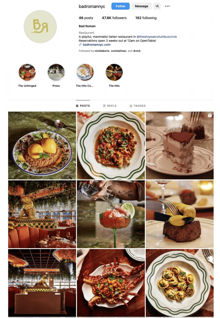 Archived social-media screenshot for Bad Roman, New York, showing the posts discussed in this example.