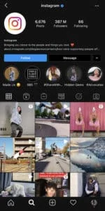 Archived Instagram profile screen showing its story highlights and post grid.
