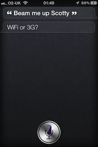 Siri replying to “Beam me up Scotty” with “WiFi or 3G?”