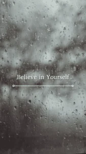 Motivational text over rain-streaked glass in a Canva template.