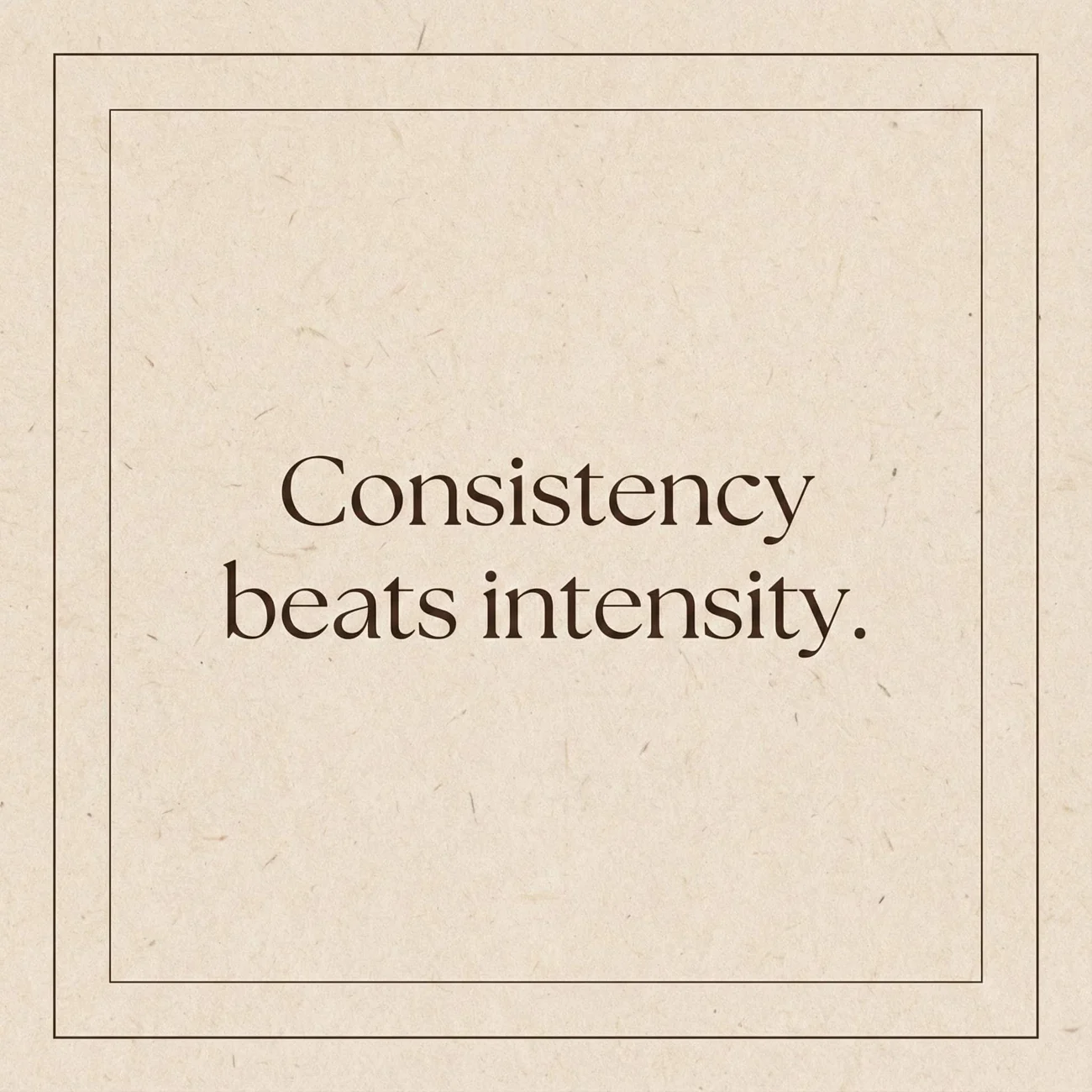 AI-generated quote-card example reading “Consistency beats intensity.”