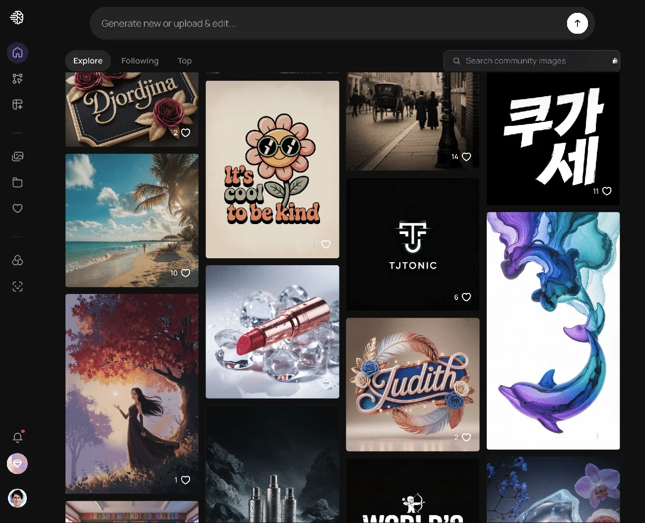 Ideogram interface showing a grid of generated image examples.