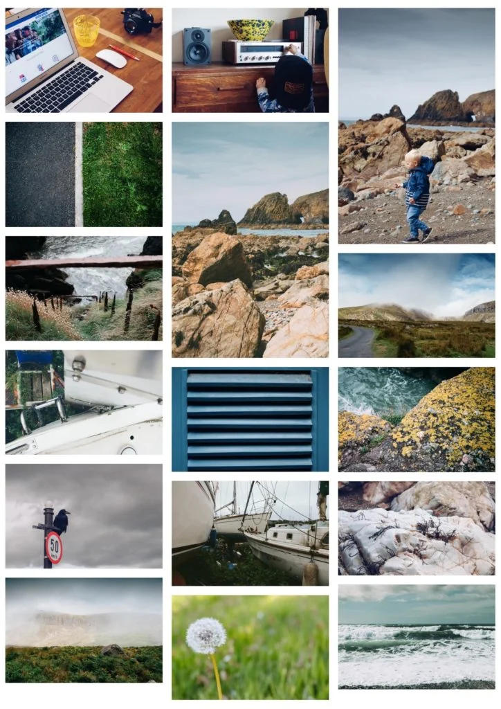 Grid of landscape, travel, work and architectural photographs from the October 2019 collection.