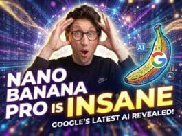YouTube thumbnail for a video titled 'Nano Banana Pro is Insane' featuring the presenter looking very surprised.