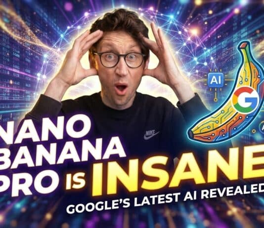 YouTube thumbnail for a video titled 'Nano Banana Pro is Insane' featuring the presenter looking very surprised.