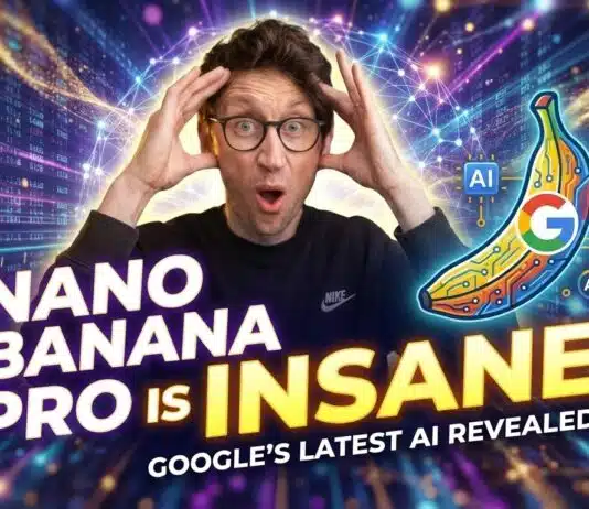 20 Nano Banana Pro Prompts to Supercharge Your Digital Marketing YouTube thumbnail for a video titled 'Nano Banana Pro is Insane' featuring the presenter looking very surprised.