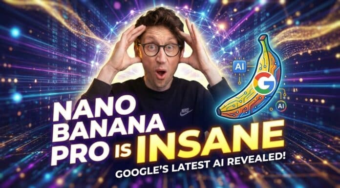 YouTube thumbnail for a video titled 'Nano Banana Pro is Insane' featuring the presenter looking very surprised.